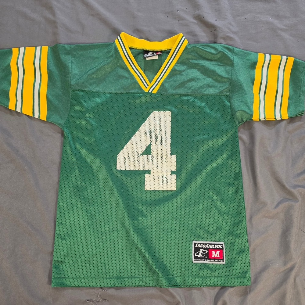 Vintage Logo Athletic Green Bay Packers Brett Favre 4 Jersey Youth Medium Green